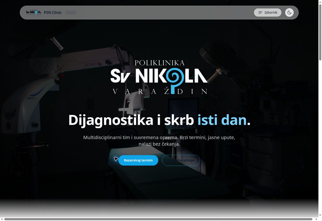 Screenshot of the PSN Clinic homepage
